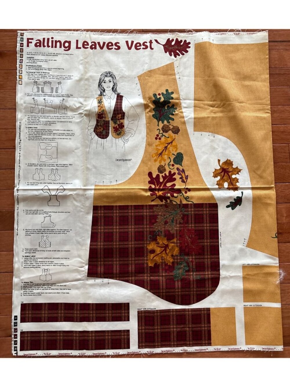 DreamSpinners Falling Leaves Vest Sewing Cotton Panel Size XS-L Autumnal Leaf